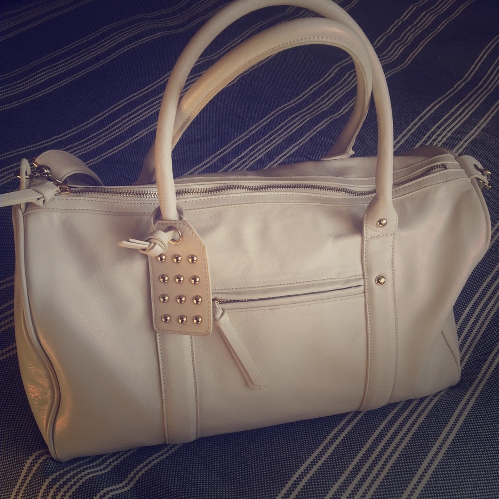 White Faux Leather Weekender